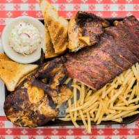 Ribs & Chicken · A great combo. Half bar-b-qued chicken with three spare ribs. Also available Southern style.