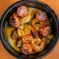 Shrimp & Cheese Grits With Sausage · 