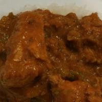 Murg Chili Masala · Boneless pieces of chicken cooked with green chili and hot spices.