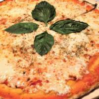 Margherita Pizza · Tomato sauce, fresh mozzarella, basil, and extra virgin oil.