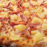 Hawaiian Pizza · Mozzarella, prosciutto cotto, pineapple, and pepper jack cheese.