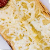 Garlic Bread · Artisan Bread Brushed with Roasted Garlic Olive Oil, covered with Parmesan and Mozzarella Ch...