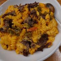 (I) Balboa Mac · spiral noodles and a classic blend of cheddar cheese and cream. loaded with italian beef and...