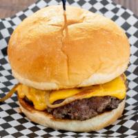 The Jl Burger · Grilled onions piled high, cheese, special sauce and two hamburger patties.