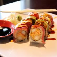 Minnesota Roll · Shrimp tempura and spicy crab inside,topped with tuna,avocado,finished with spicy mayo sauce...