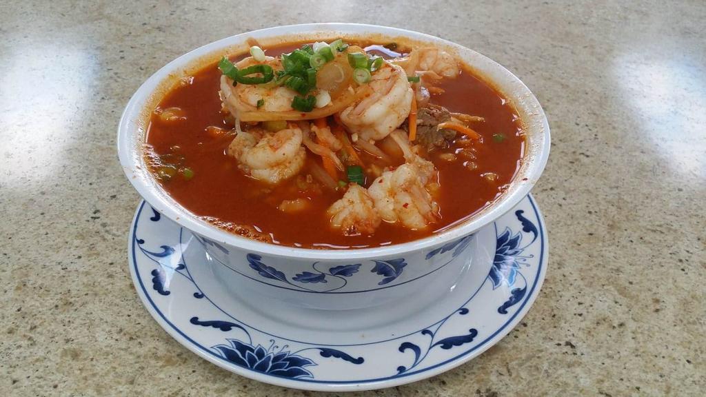 Spicy  Noodle Soup · Spicy  32 oz soup bowls and pint size box noodles.