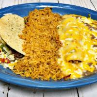 Combo Plate (Two Choices) · Create your own combination served with two sides. Made with fajita meat for an additional c...
