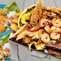 Fogón For Two · Family size for two people. Large order of beef, chicken, and  shrimp fajitas, and ribs serv...