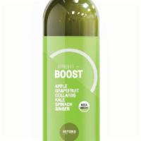 Bright+Boost · Apple, Grapefruit, Collards, Kale, Spinach, Ginger. 100 cal