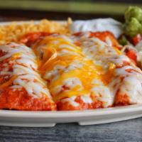 Enchilada Dinner · Popular item. Choose two: chicken with sour cream sauce, beef with chili con carne or cheese...