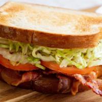 Blt Sandwich · Mmmm… bacon! Plus lettuce, tomato and mayo on toast.