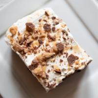 Break Up Cake · German chocolate cake, caramel, butterscotch topping, cool whip and heath bar bits.