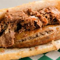 Combo · Italian beef and sausage on an Italian baguette.