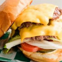 Double Cheeseburger · lettuce, tomato, onions, pickles, Mr. E's sauce. Choice of cheese: American, cheddar, mozzar...
