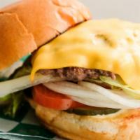 Cheese Burger · lettuce, tomato, onions, pickles, Mr. E's sauce. Choice of cheese: American, cheddar, mozzar...