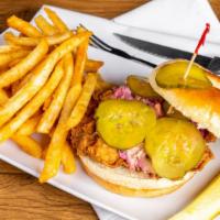 Wisconsin Fried Chicken Sandwich · Lightly breaded and fried served with lettuce, tomato, mayo.