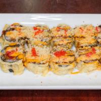 Yummy Yummy Roll · Shrimp, crab deep fried with yum yum sauce, masago.