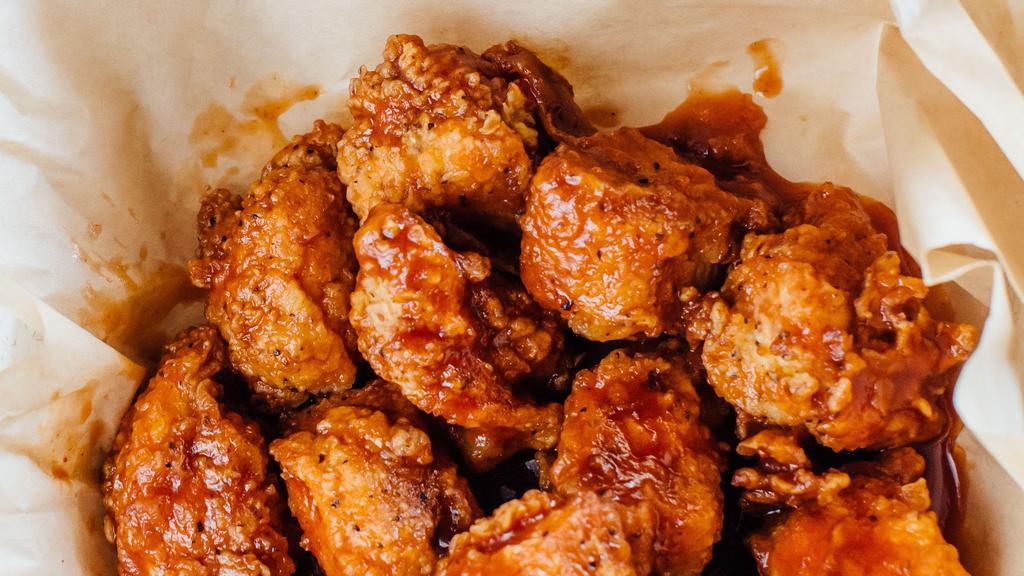 Family Pack (30 Boneless Wings) · 3 Flavors. 30 Boneless Wings. What More Could The Family Ask For? Remember, our Chicken is all 100% All White Meat, No Antibiotics, and NEVER FROZEN! We Cook For The Family, You Just Sit Back and Relax!
