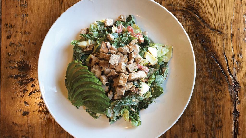 Cobb Salad · • Mixed greens • Chicken breast • Crumbled Bacon • Diced egg • Blue cheese • Avocado• Tomato • Maytag blue cheese dressing
