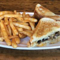 Over The Top Grilled Cheese · Three slices white bread, cheddar, Swiss, Monterey Jack and provolone cheeses, mushrooms and...