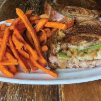 Fiesta Melt · Caramelized onion, pepper jack and crispy Jelapeno peppers, topped with Chipotle Ranch and s...