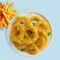 Onion Ring Me Up · (Vegetarian) Thick-cut sweet potato wedges fried until golden brown