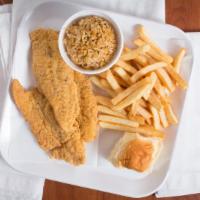 3 Pieces Fish Combo · Comes with a regular side, drink, and one biscuit.