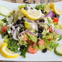 House Salad · Romaine lettuce, cucumber, tomato mixed with spring vegetables served with our own dressing ...