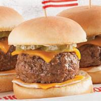 Shoney'S Sliders · Three fresh, hand-pattied, grain-fed, 100% ground beef mini-burgers topped with American che...