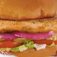 Chicken Sandwich · Fresh-grilled or crispy chicken breast served on a toasted bun with lettuce, tomatoes, pickl...