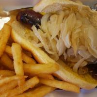 Polish Sausage · Comes with mustard, grilled onion, and pepper.