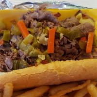 Italian Beef · Dipped with giardiniera peppers and sweet peppers.