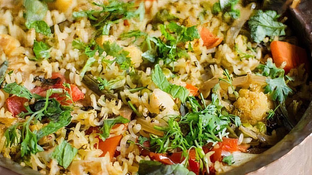 Vegetable Pulav · sauteed vegeatbles, spices in basmati rice