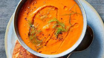 Tomato- Fennel Soup · Served with garlic croutons.