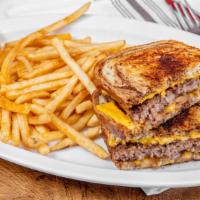 Patty Melt On Rye · Cal. 393 Grilled Marble Rye, buttered and topped with a beef patty, cheddar cheese & grilled...