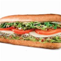 #6. Veggie Delite Sandwich Only · Provolone cheese, garden-fresh lettuce, red ripe tomatoes, guacamole, alfalfa sprouts and He...
