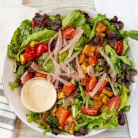 Roasted Vegetable Salad · Spring Mix, Roasted Eggplant, Zucchini, Red Onion, Red Pepper, Tomato, Pickled Shallots, Lem...