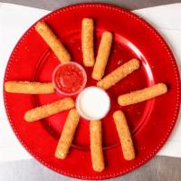 Mozzarella Sticks · Seven pieces served with ranch and pizza sauce.