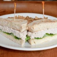 Tuna Salad Sandwich · Premium white meat tuna, mayo, Dijon, toasted bread. Served with chips.