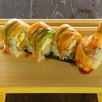 Double Shrimp Roll - 4 Pieces · Shrimp, tempura, cream cheese topped shrimp, avocado, eel sauce, and spicy mayo.