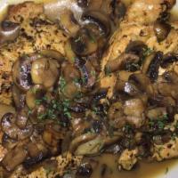 Chicken Marsala · Sauteed chicken breast with mushrooms and marsala wine, served with choice of pasta.