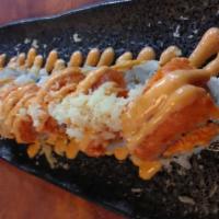 Crunch Much Roll · Spicy crab inside and spicy tuna on the top with spicy mayo and crunch.