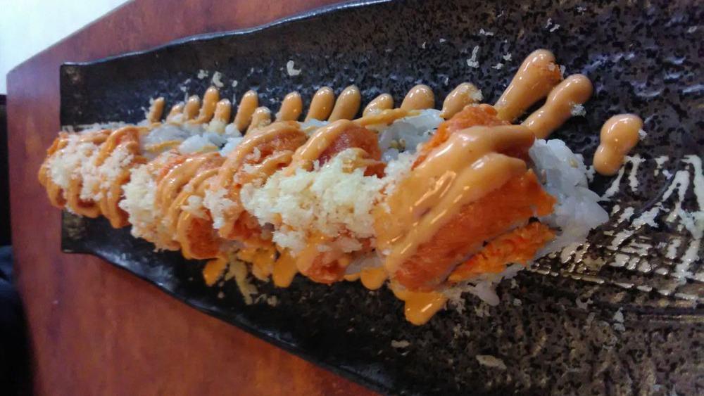 Crunch Much Roll · Spicy crab inside and spicy tuna on the top with spicy mayo and crunch.