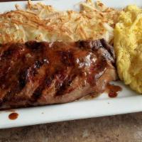 (Bti) Ny Strip Steak & Eggs* · 2 eggs and NY strip steak seasoned with Krave sauce and spices