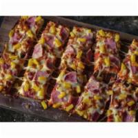 Hawaiian (X- Large) · Deep dish pizza crust. Pizza sauce, premium mozzarella, ham, bacon and pineapple. 340 cal.