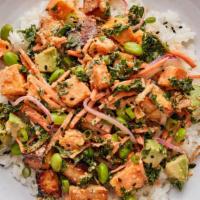 Sweet Avo · Marinated Tofu, Avocado, Sweet Potato, Edamame, Carrot, Kale, Cilantro, Red Onion, Crispy On...