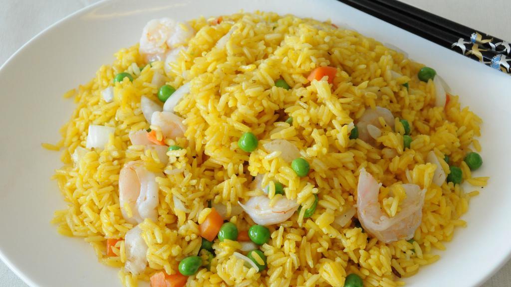 Fried Rice · Peas, carrots.onions, bean sprouts, scallions and your choice of protein.