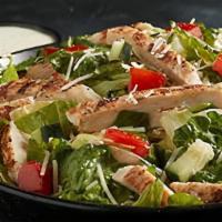 Grilled Chicken Salad · Tender grilled chicken breast, tomato, cucumber, Parmesan & croutons.