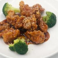 806 Gf Crispy Sesame Chicken 免面筋芝麻鸡 · Wok fried crispy, then tossed in a caramelized soy glaze and topped with sesame seeds and br...