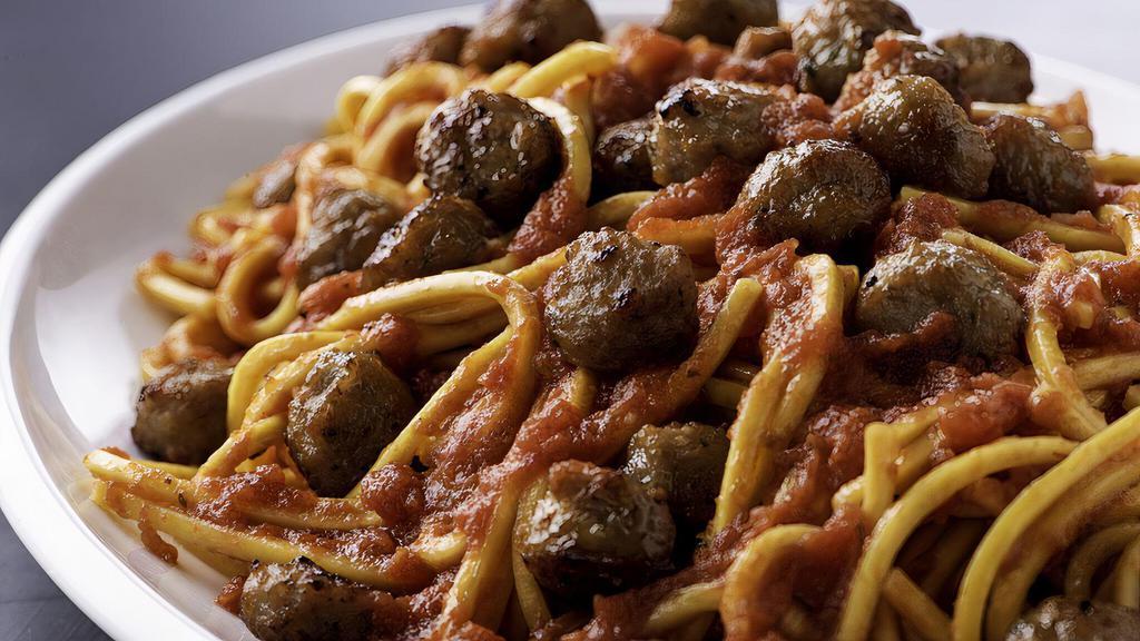 Kids Spaghetti And Meatballs · Classic spaghetti and meatballs with Yakisoba noodles, meatballs and marinara sauce with your choice of side.